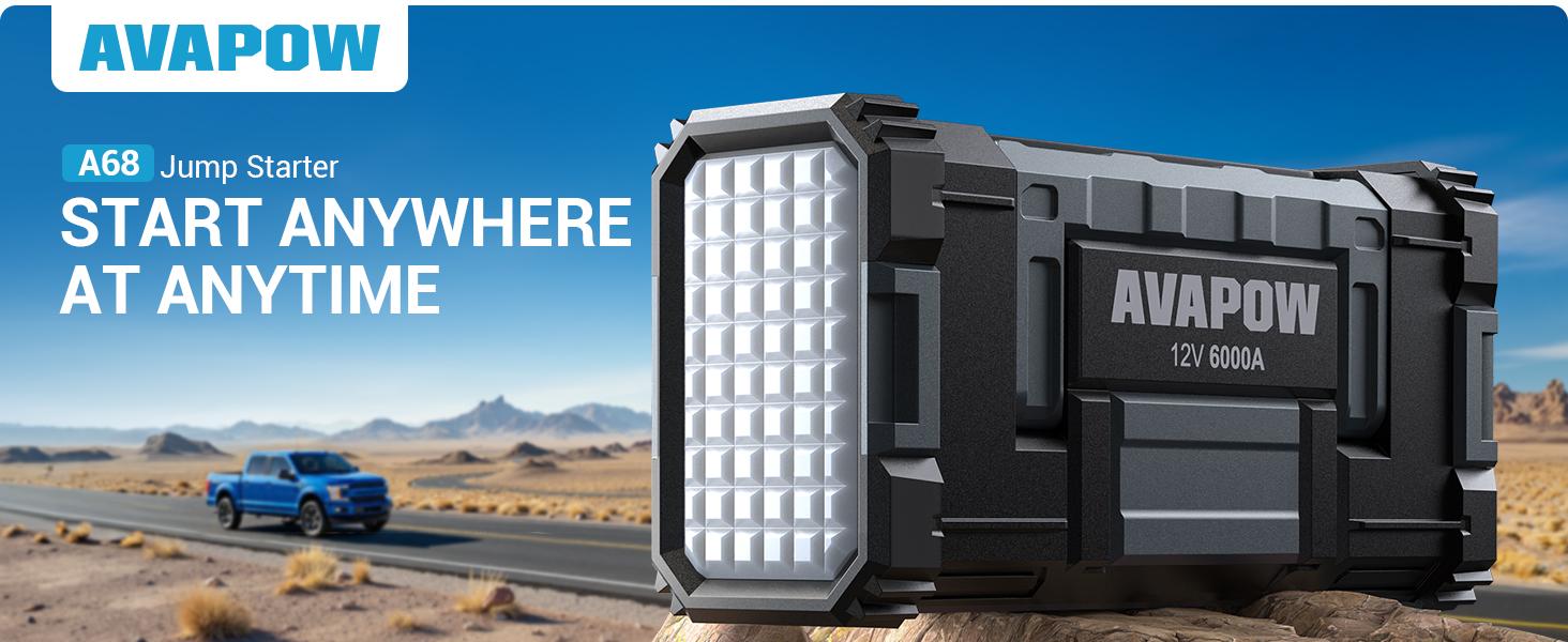 6000A Jump Starter,24000mAh Car Battery Jump Starter with LED Display,All Gas or Upto 12L Diesel,12V Jump Pack with Battery Booster with Built-in LED Light,dealsforyoudays