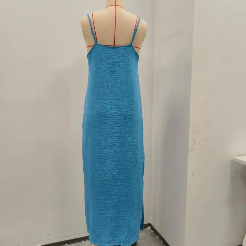 Women's Linen Cotton Maxi Dress with Square Neck Sleeveless Long Dresses, Casual Loose Resort Wear 6XDA