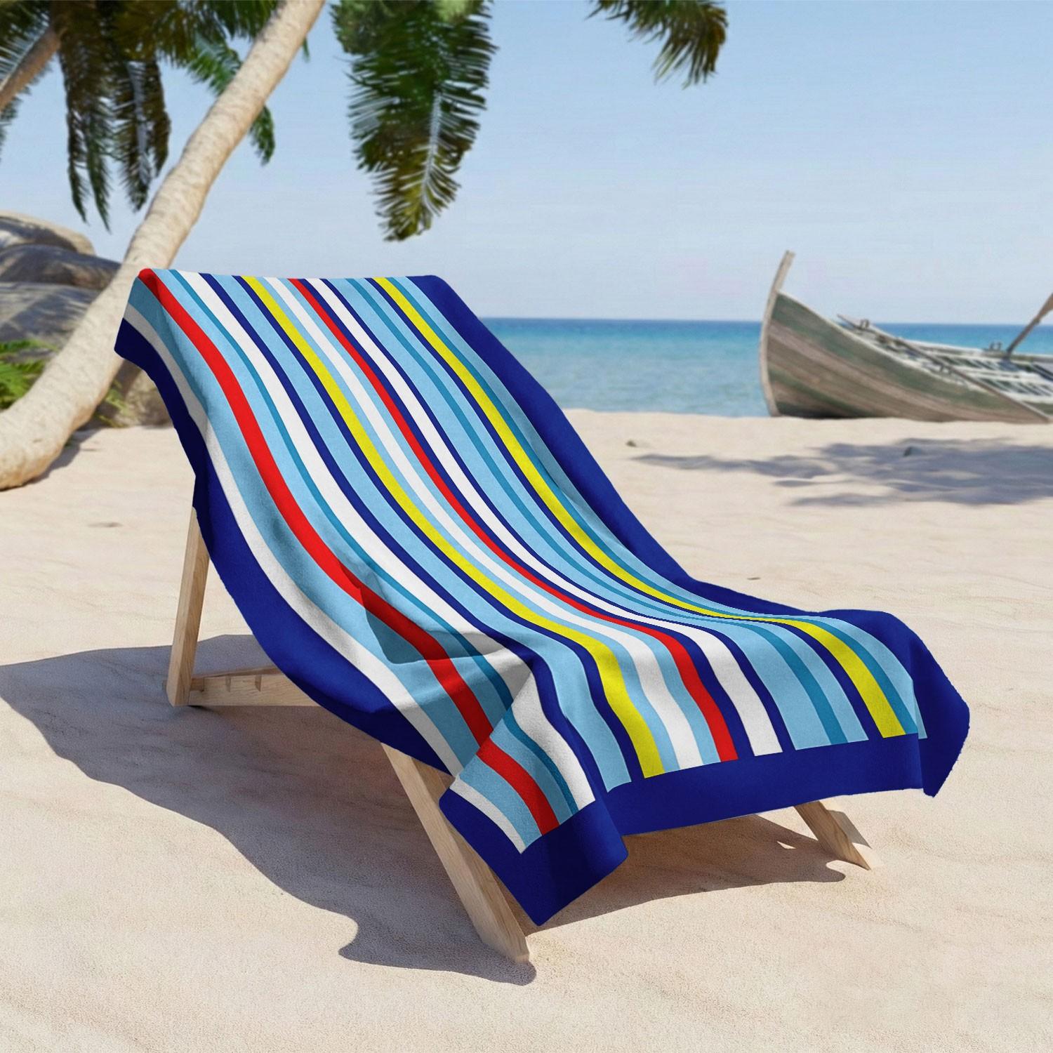 Stripe Beach Towel, Extra Large Quick-Dry Bath Towel, Polyester Fiber, Ideal for Swimming, Camping, Travel