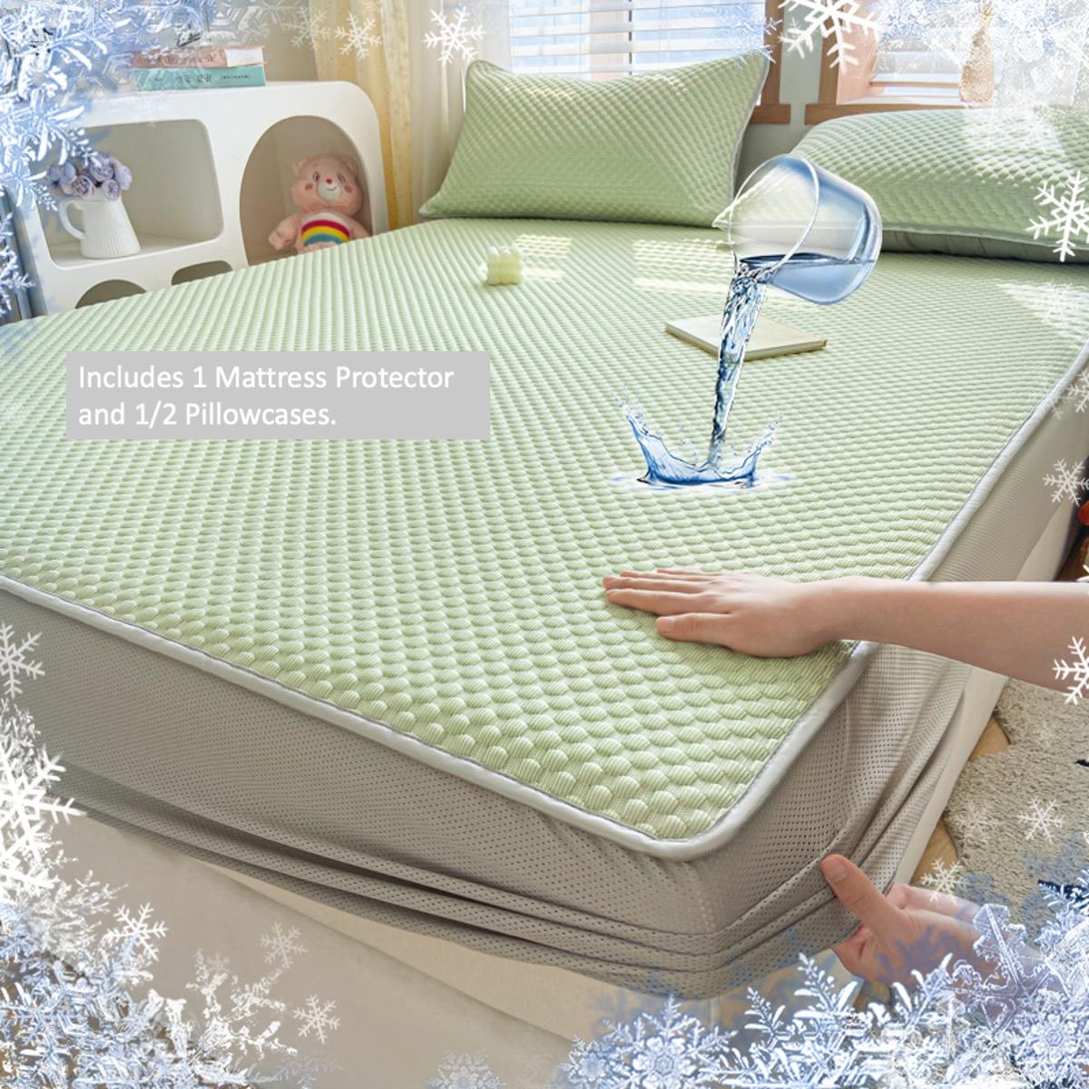 2/3 pcs waterproof and cool mattress cover, Cooling mattress protector, Bed protector, cool and breathable mattress cover, anti sweat, anti stain, anti pet scratch, suitable for hot sleepers and night sweats, multiple sizes and colors