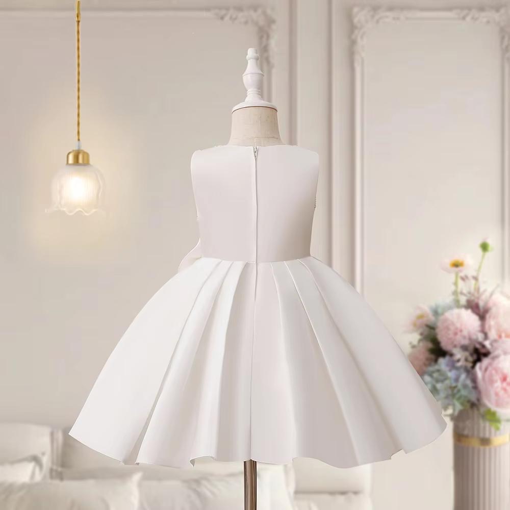 Luxury Princess Flower Girl Dress Cute Bow Summer Girls 2 Year Old Little Girls Formal Wedding Dresses Elegant Girl Party dress Baby Clothes Toddler frock First Birthday Gown