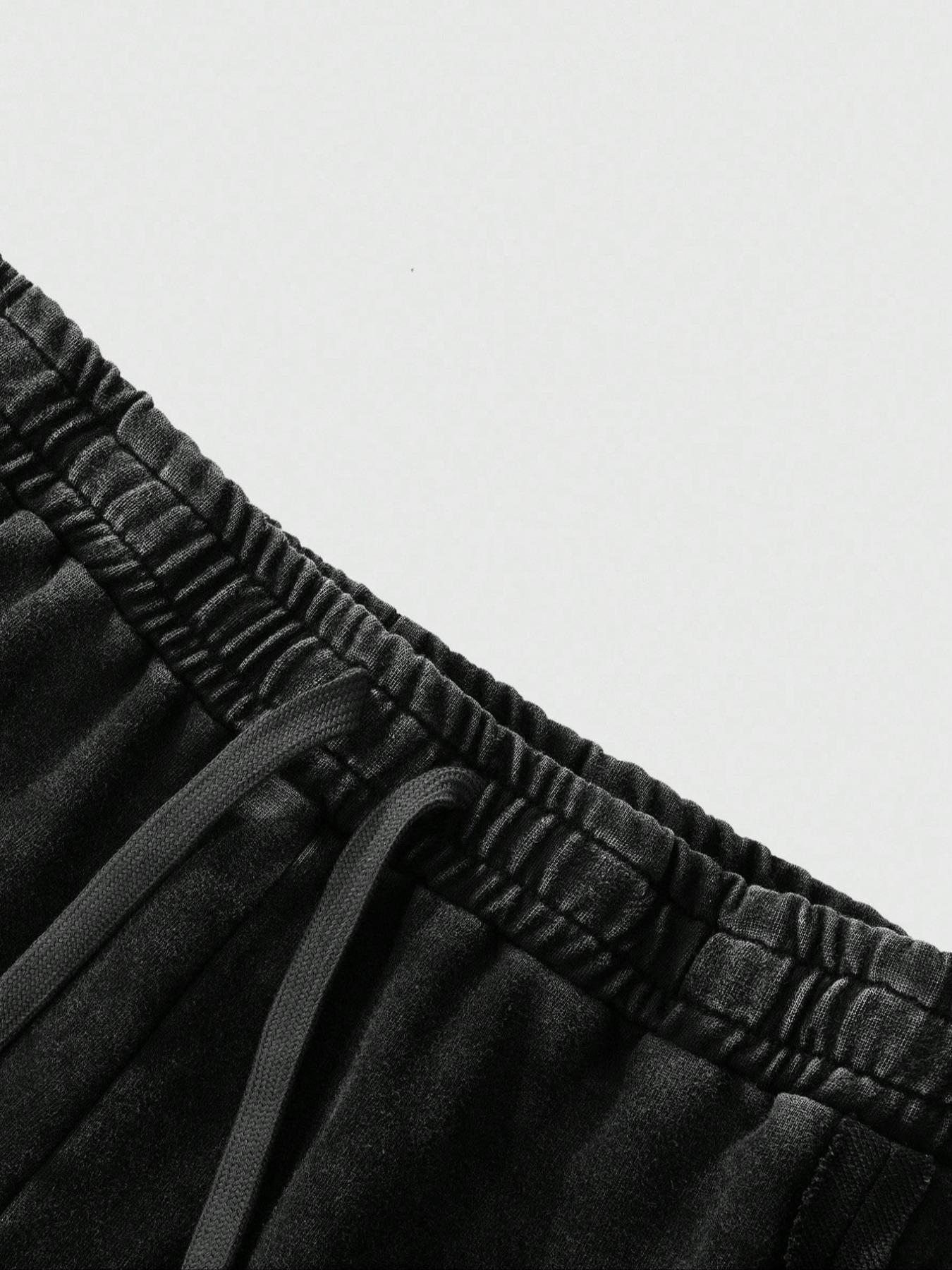 Men's Washed Cotton Sweatpants, Side Hem Stitching Long Pants, Jesus Print, Multiple Colors Available, Casual Fitted H-Type