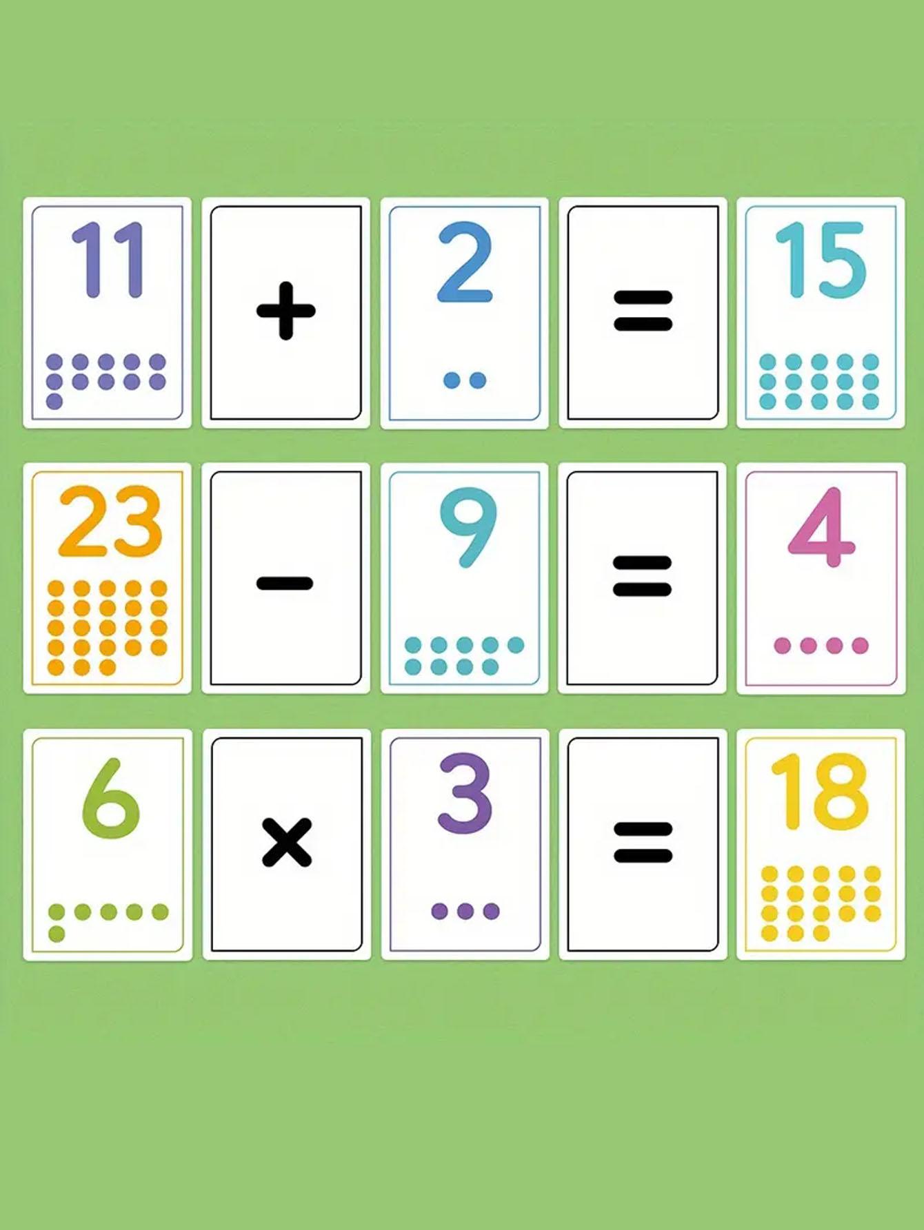 50 Math Flashcards Set for Kids, Addition Subtraction Multiplication Division Practice, Colorful Coding, Ages 6-12, Durable and Portable