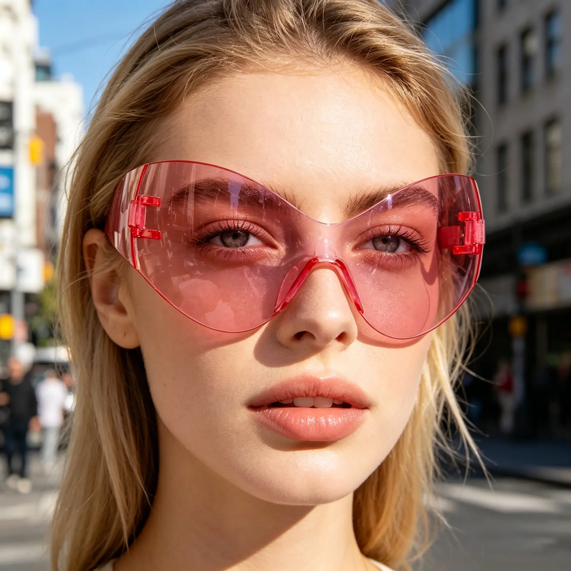 Oversized Punk Y2K Mirrored Sunglasses for Women Men - Semi-Rimless 1-Piece Frame, Polycarbonate Blue Light Blocking Lenses, Trendy Future Tech Look, Beach & Everyday Essential Eyewear