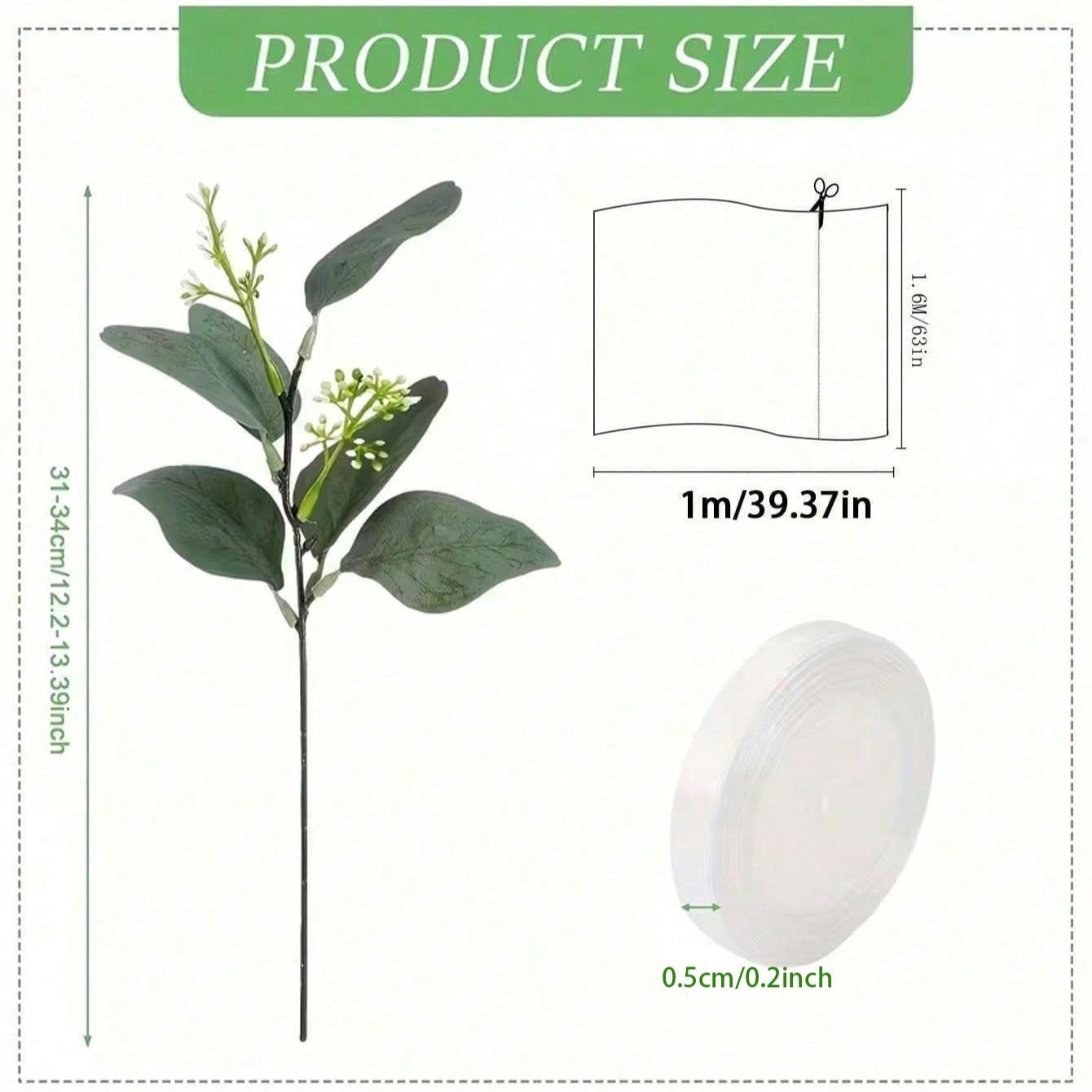 Wedding Chair Ribbon Set with Realistic Flower Decorations, Includes Chiffon Ribbons and Eucalyptus Leaves, Perfect for Church Pews and Bridal Walkway