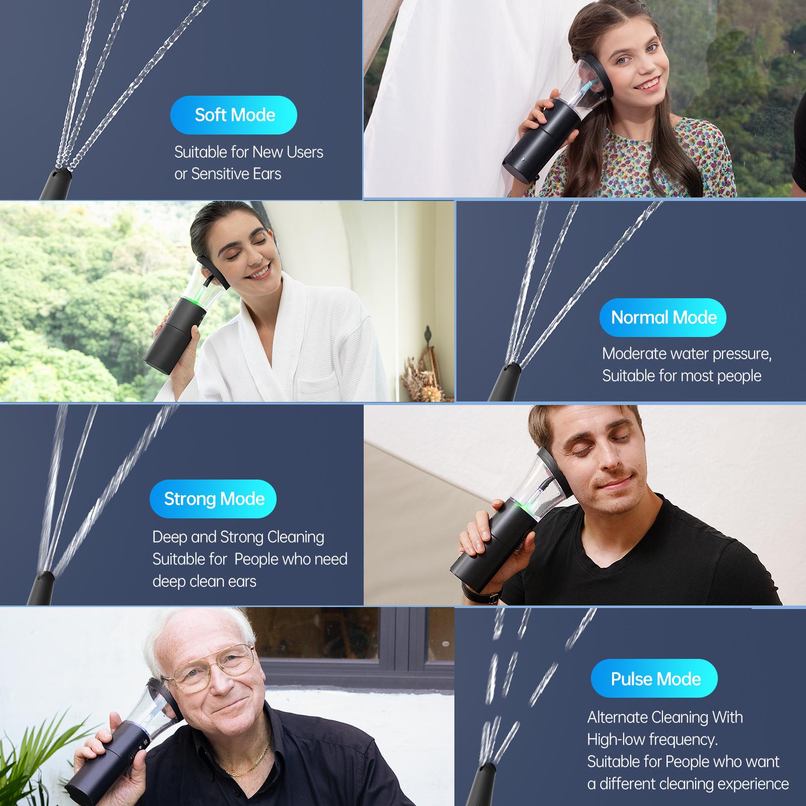 Morfone Ear Wax Removal Kit with 4 Pressure Settings, 270-Degree Spray Clean Technology, IP67 Waterproof, Multiple Reusable Nozzles, Safe Effective Ear Cleaning for Family Use