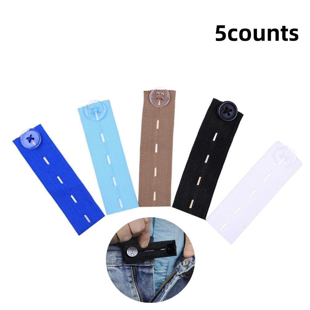 5-Pack Elastic Denim Waist Extenders, Simple Solid Color Belt Buckles, Adjustable Waistbands, Sewing Supplies, Dorm Essentials, Summer Gift