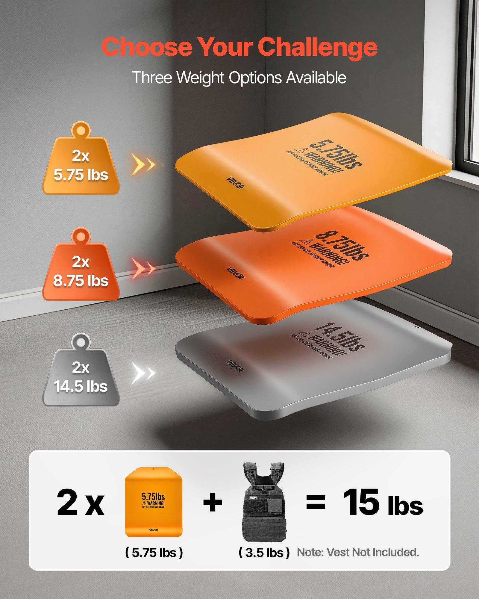 VEVOR Curved Weight Vest Plates, 5.75 LB Pairs, Premium Steel Tactical Weighted Plates for Vest, Ergonomic Design, for Strength Endurance Training, Running, Jogging, Fitness, Heavy Workouts VEVOR Curved Weight Vest Plates, 5.75 LB Pairs, Premium Steel Tactical Weighted Plates for Vest, Ergonomic Design, for Strength Endurance Training, Running, Jogging, Fitness, Heavy Workouts