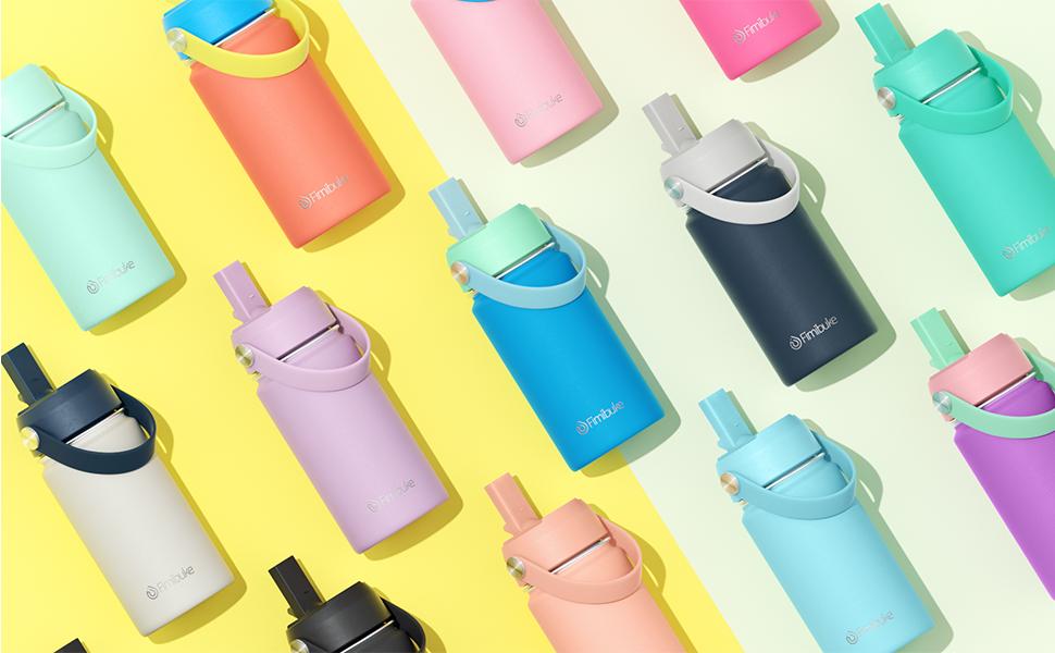 Fimibuke Insulated Water Bottle, 14oz or 18oz BPA-Free 18/8 Stainless Steel Travel Tumbler – Double Wall Vacuum, Leak-Proof Cup with Straw for School, Office, Outdoor Use