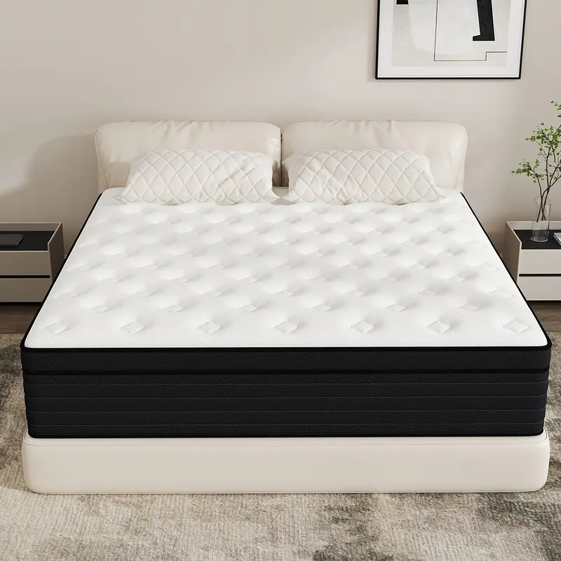 KORLOVY Hybrid Pocket Spring Mattress (12/14in) - Twin/Full/Queen Sizes, Medium Firm, Memory Foam, Pressure Relief, 500-600 lb Capacity, Anti-Allergic, Eco-Friendly, Ergonomic, Breathable Bed Mattress in a Box