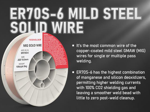 YESWELDER ER70S-6 Carbon Steel MIG Welding Wire | 10LB Spool .030"/.035" Diameter Solid Gas MIG Wire for All Postion Welding