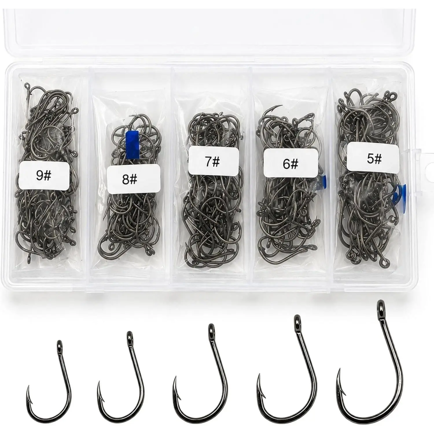 300 count Fishing Hooks Freshwater Saltwater, High Carbon Steel Trout Hooks