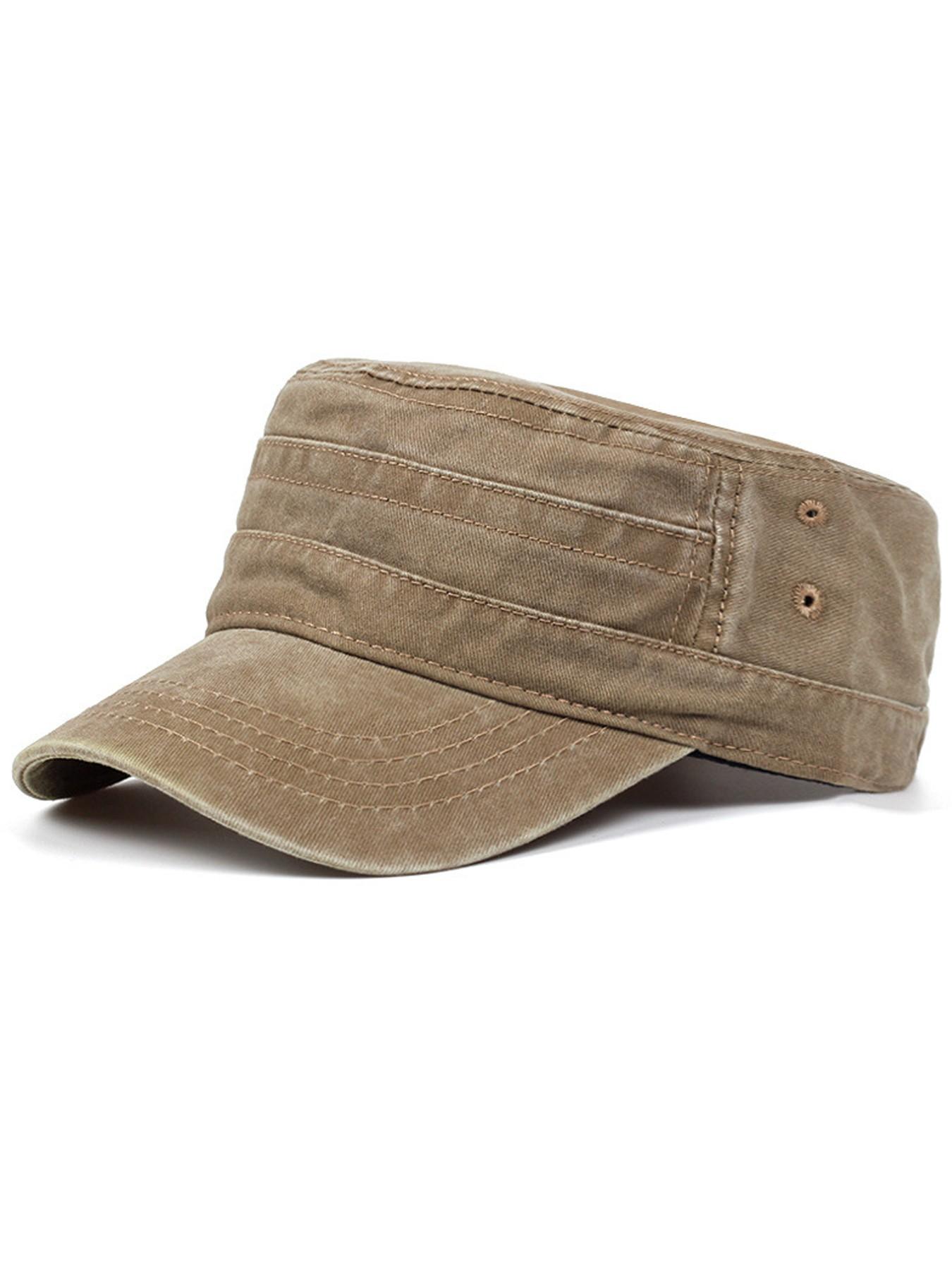 Washed Casual Cadet Cap Vintage Military Army Hat Mens Womens