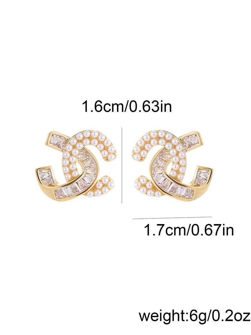 Elegant Zircon Cross Pearl Earrings Set, Fashion Earring, Trendy C-Shaped Ear Clips for Women, Perfect for Daily Wear & Date Nights