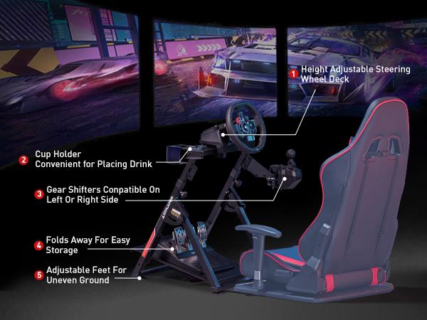 Comhoma Racing Simulator, Racing Wheel Bracket, Cockpit Wheel Bracket, Steering Gear and Shift Lever Bracket, suitable for Logitech G25, G27, G29, G920, G923 and Tesoton T330TS gaming brackets, Wheel Pedal, does not include the steering wheel itself.