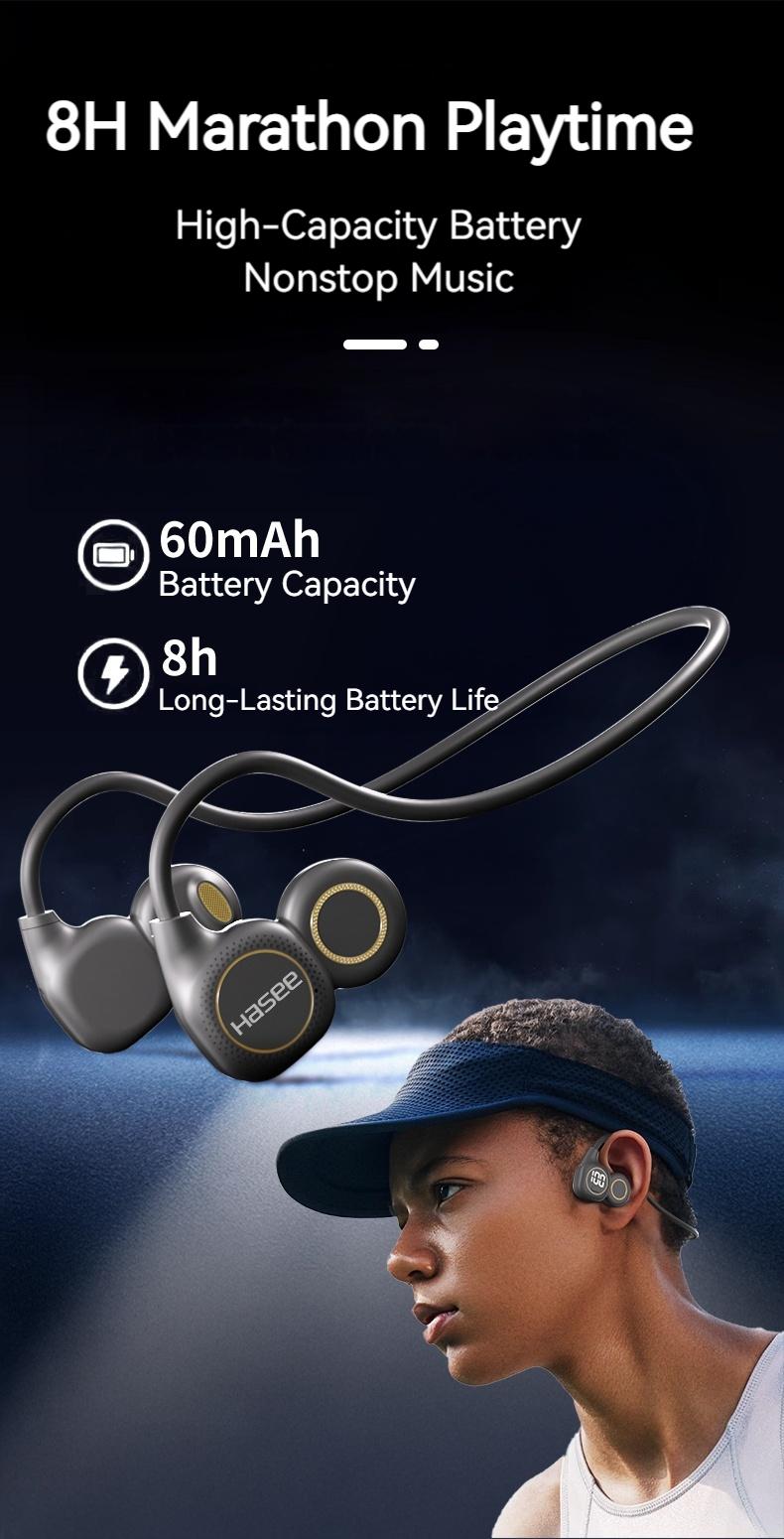 Open-Ear Neckband Headphones, Wireless Air Conduction Headphones, Hi-Fi Sound, LED Battery Display, Clear Call Noise Reduction Mic, Lightweight Secure Fit, Bluetooth 5.4, Sweatproof Sports Headphones for Running & Workout – New Year Gifts for Men & Women
