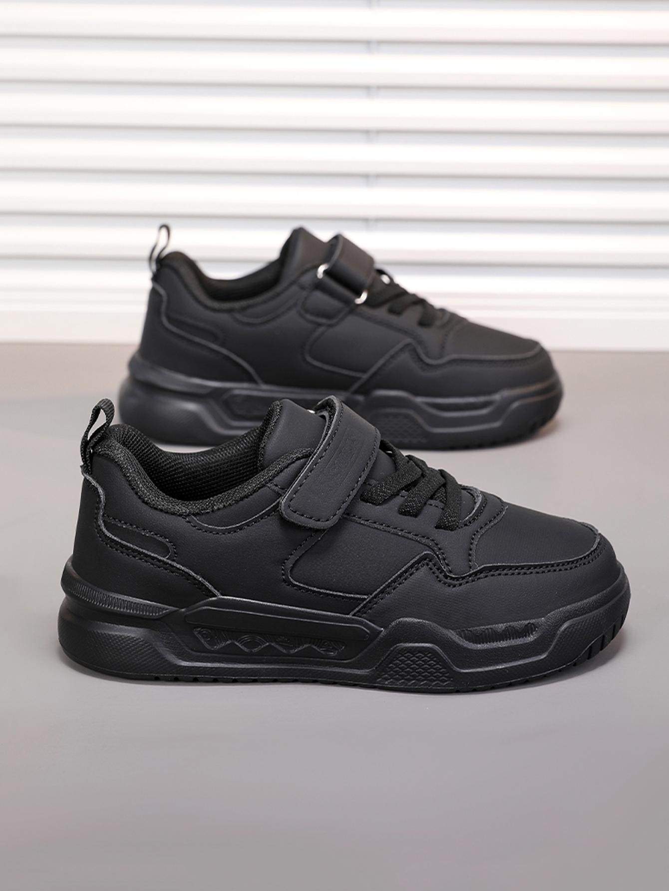 Fashionable Adjustable Low-Top Sneakers, Comfortable Lightweight Sports Shoes for Kids, PU Leather School Running Shoes, Trendy Trainers