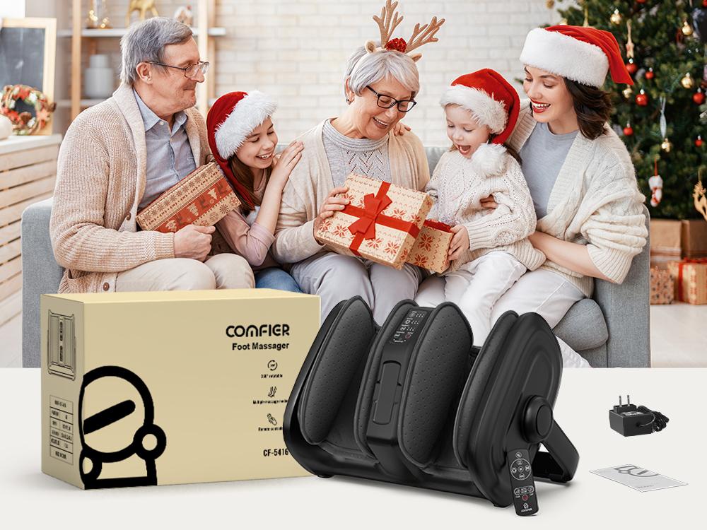 COMFIER Shiatsu Foot Calf Massager with Heat, Gifts for Women Men, , Leg Massager, Kneading/Vibration Massage, Remote Control, Up to Size 14