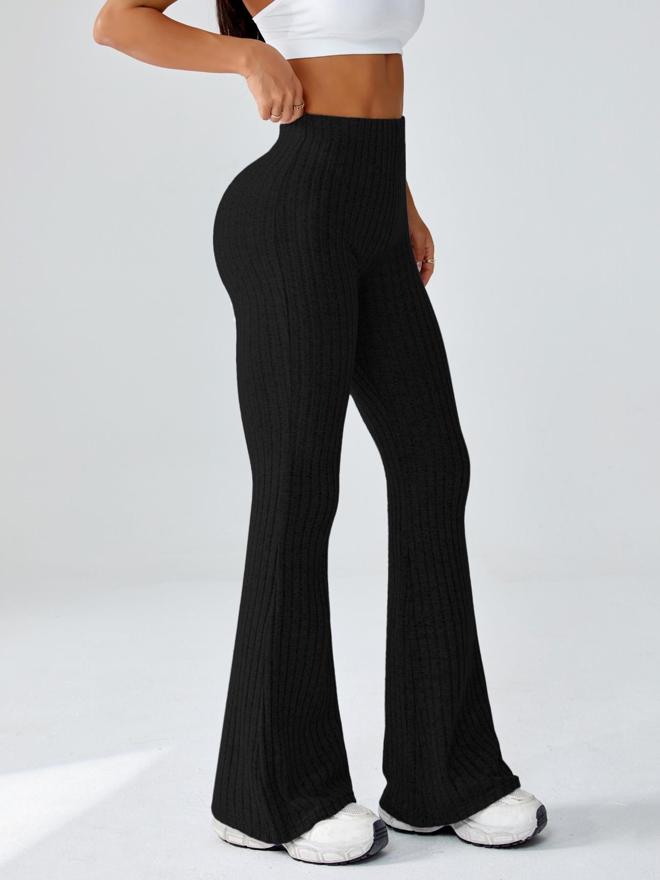 Women's High-Waisted Sporty Yoga Pants, Tight-Fitting Knit Fabric, All-Season Wear, Casual & Fashionable Design, High Waisted Leggings, Athleisure Style Bottoms