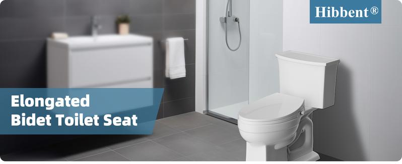 Hibbent Elongated Bidet Toilet Seat with Slow Close, Non-Electric Bidet Attachment for Toilet Seat with Dual Nozzle, Bidet Sprayer with Adjustable Self-Cleaning Nozzles