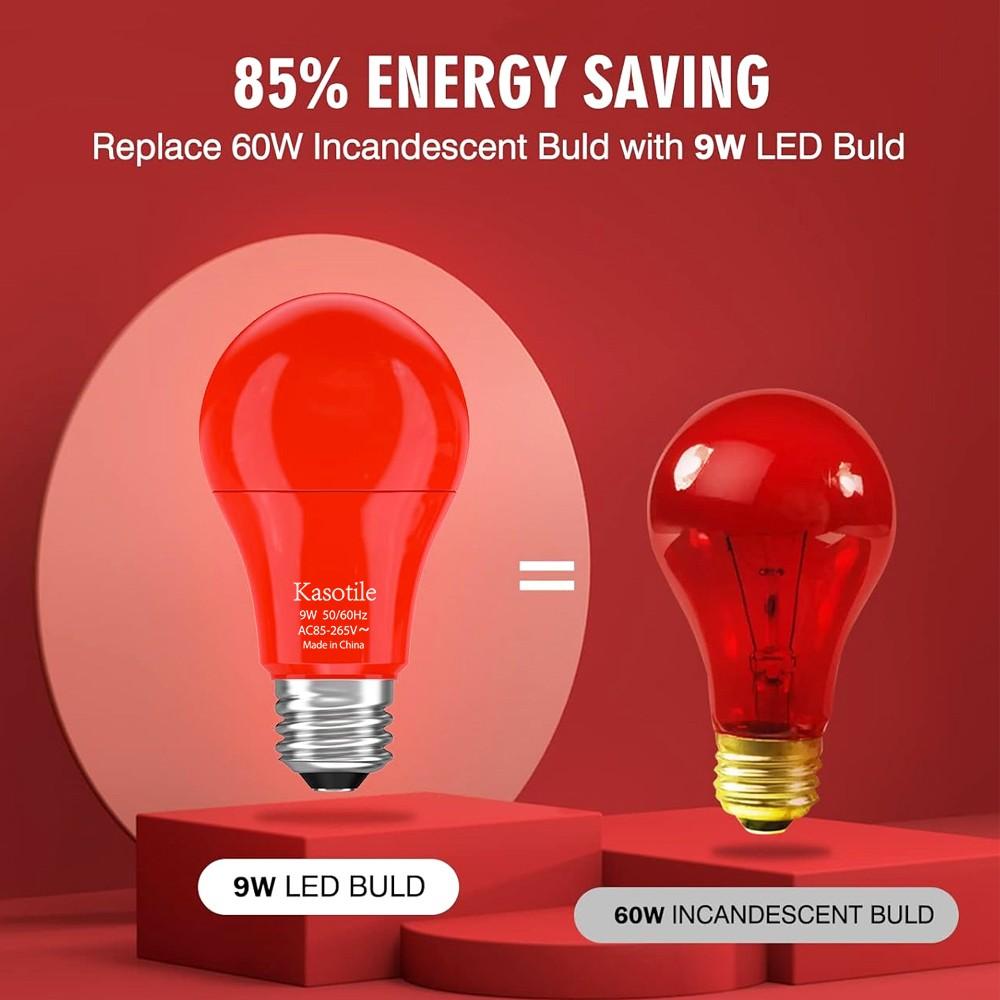 Kasotile Party LED Bulb, 60w Equivalent, 9w Energy Efficient, E26/e27 Base, Long Life 10,000 Hours, Halloween, Christmas, Party Decor