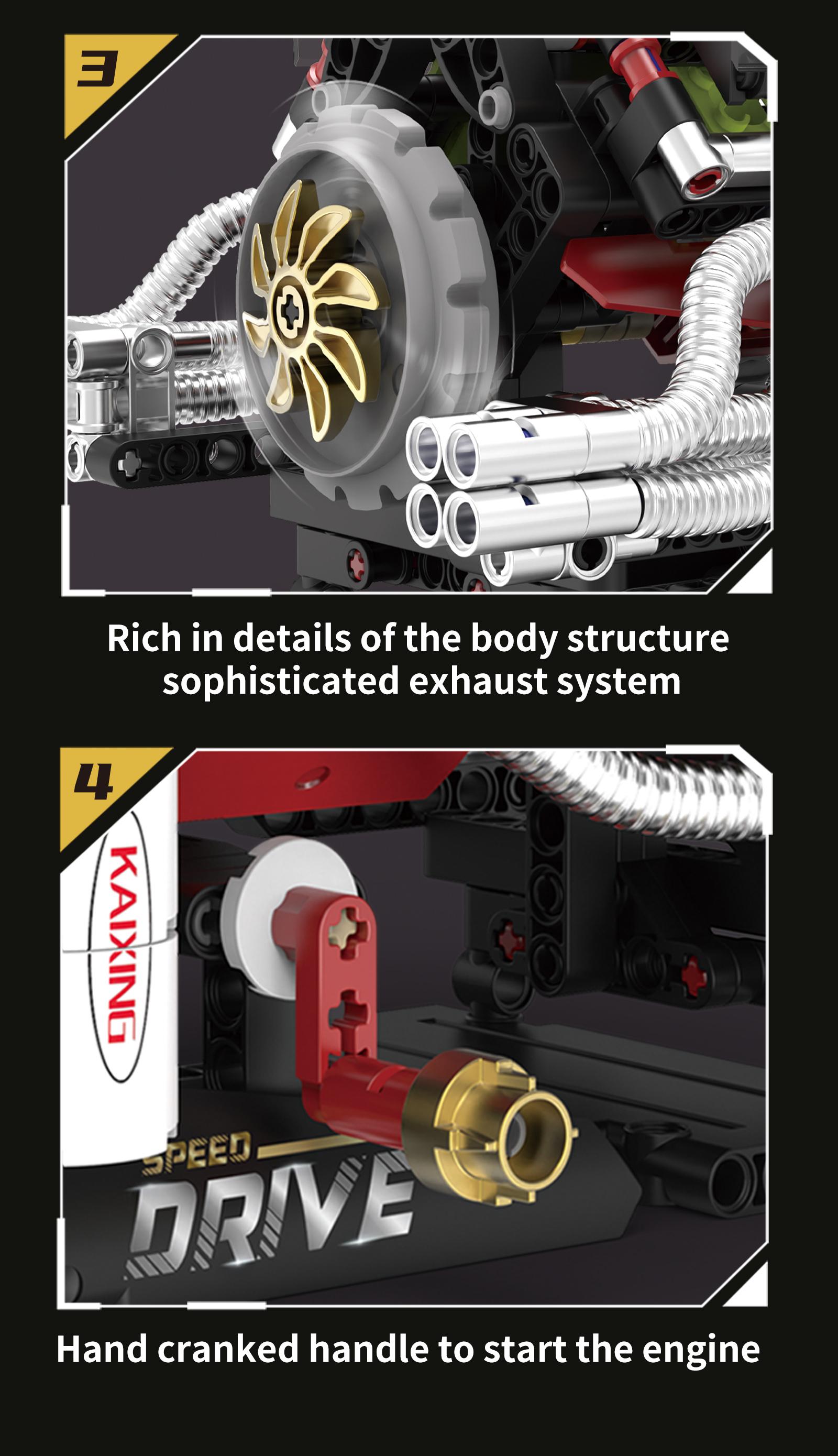 Shelby V8 Engine Building Kit, Remote Control Dynamic Transmission Model, Stem Education Toy, Perfect Gift for Car Enthusiasts