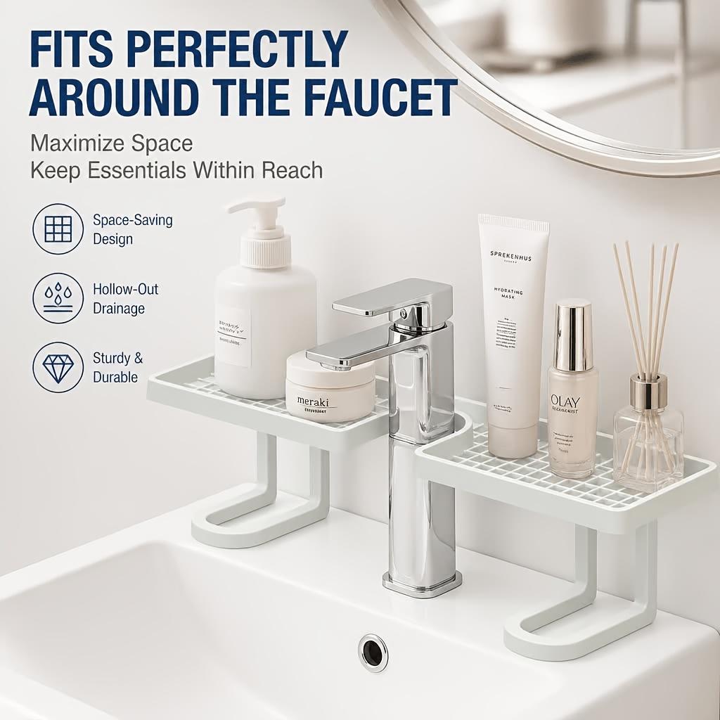 Simple bathroom sink rack, removable countertop storage rack, multi-functional kitchen seasoning storage rack, suitable for cosmetics, skin care products, toiletries, kitchen storage, shelf, Bathroom Organizer