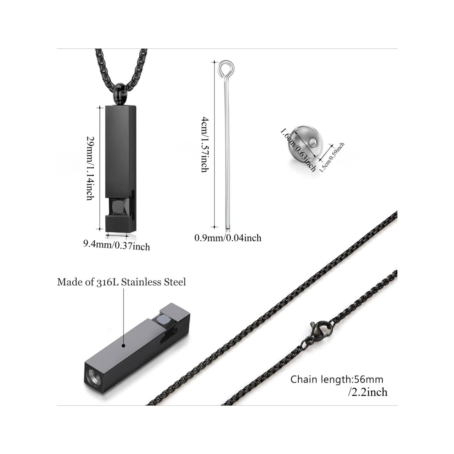 3Pcs Stainless Steel Cremation Urn Pendant Necklace for Ashes Cross Necklace for Men Women Ashes Holder Memorial Keepsake Jewelry