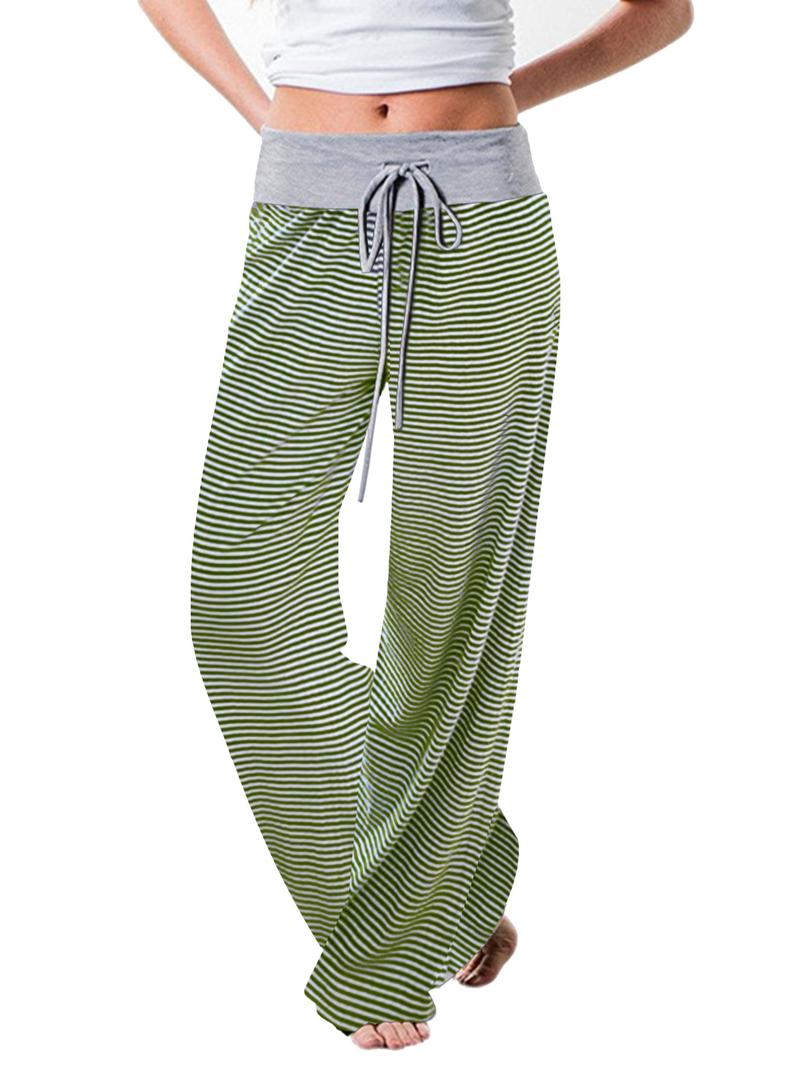 Women's Patchwork Drawstring Waist Wide Leg Pants, Casual Sporty Trousers, Casual Comfy Trousers for Spring & Fall, Women's Bottoms for Daily Wear, Womenswear