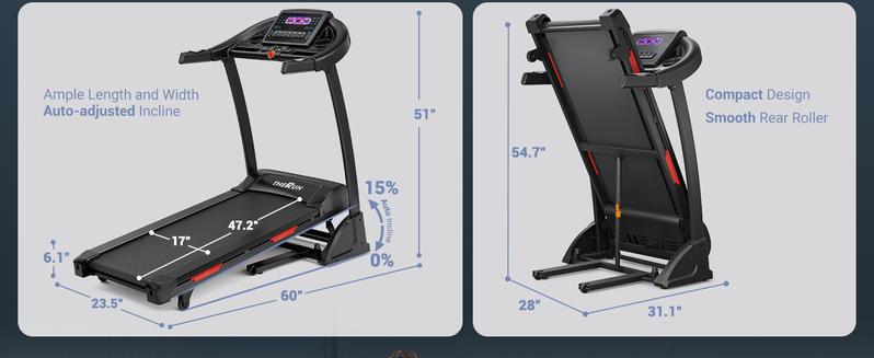 Incline Treadmill, Treadmill for Running and Walking, 300 lbs Capacity Treadmill with Auto Incline, Wide Belt, 3.5HP, App, Heart Rate, Black Home Gym Equipment Home Exercise Equipment