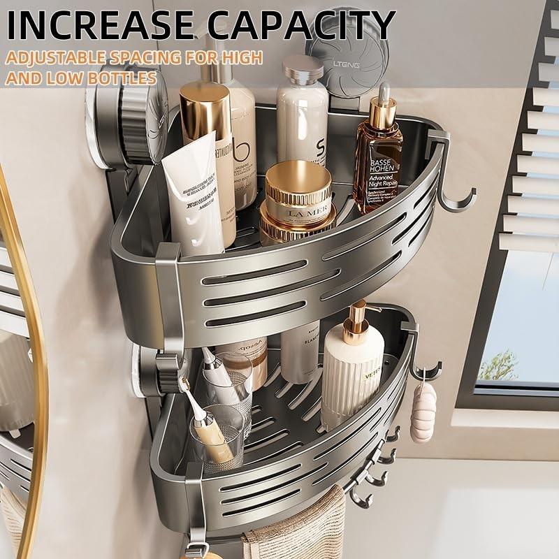 Adjustable Wall-Mounted Triangular Storage Rack, Rustproof Removable Organizational Basket for Bathroom/dorm, Corner Shelving Solution, Organiser