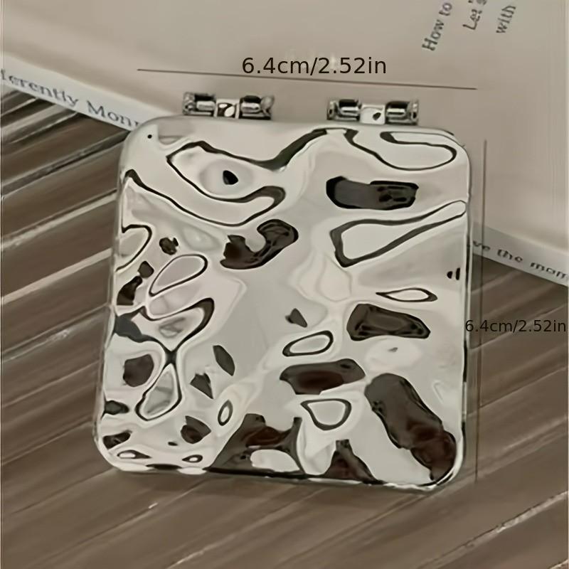 Double-Sided Electroplated Wave Texture Folding Mirror, High-Definition, No Distortion, Mini Size, Pocket or Bag Fit, Perfect Gift