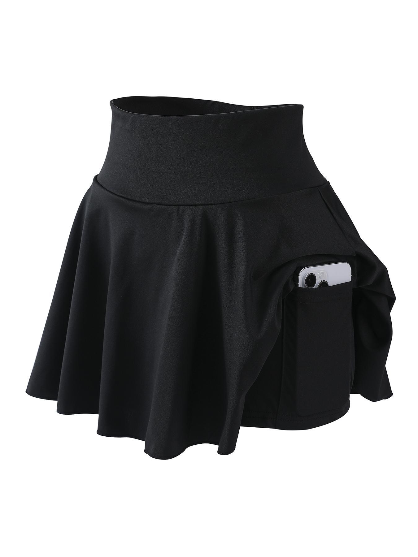 Women's Plus Size Outdoor Sport High Waist Stretch Golf Tennis Skirt, Comfortable Pleated Short Skirt with Liner and Pockets for All Seasons, Athletic Skort