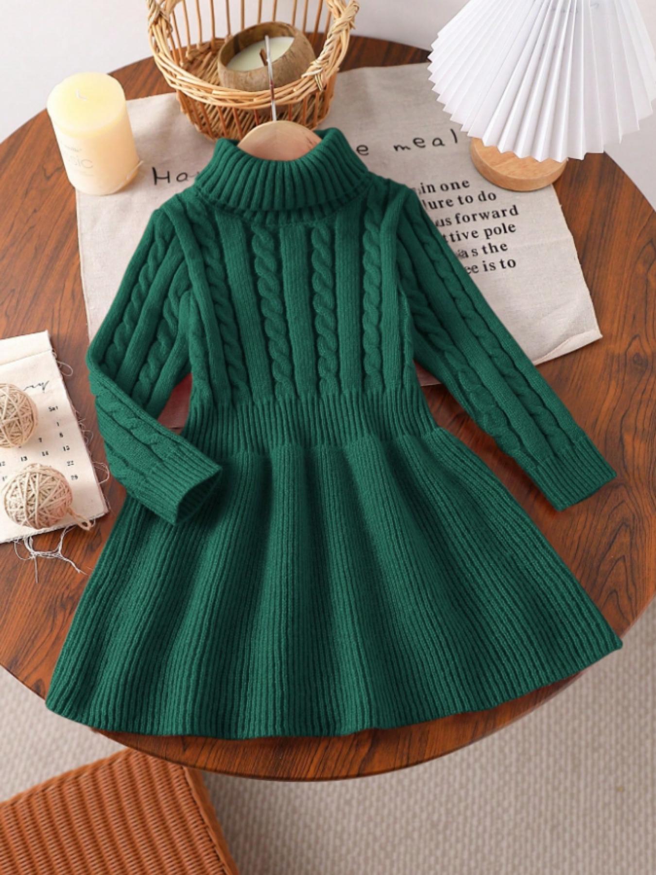 Girls Long Sleeve Knit High Neck Dress, Pleated Princess Dress, Turtle Neck  Dress for 4y-7y, Fall & Winter Fashion, Christmas Gift, Multiple Colors  Available - TikTok Shop
