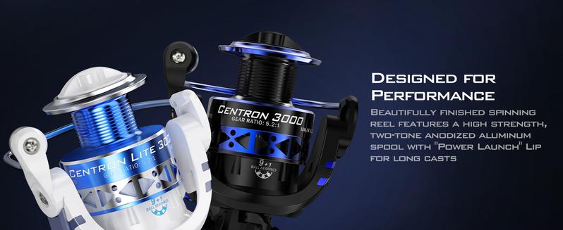 KastKing Centron & Centron Lite Spinning Reels, Size 500 is Perfect for Ice Fishing, Up to 17.5Lbs Max Drag, 5.2:1 Gear Ratio, Ultra Smooth Powerful, CNC Aluminum Spool, 9+1 BB Light Weight