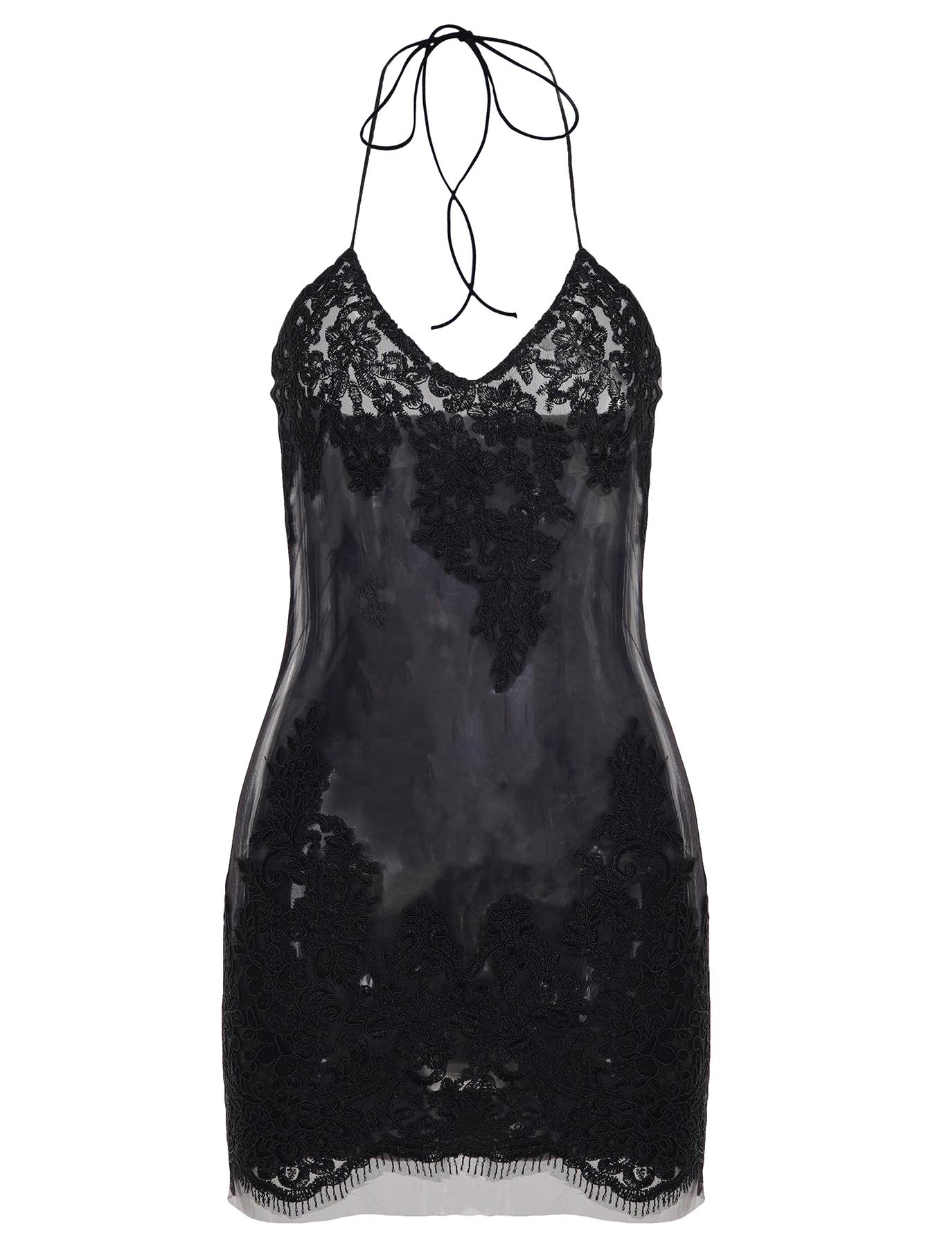 Transparent Lace Patchwork Leather Dress, Nightclub Party Club Sexy Tight  Fit Halter Short Dress, Elegant Sleeveless Bodycon Cocktail Dress, Women's  Fashion Clothing - TikTok Shop