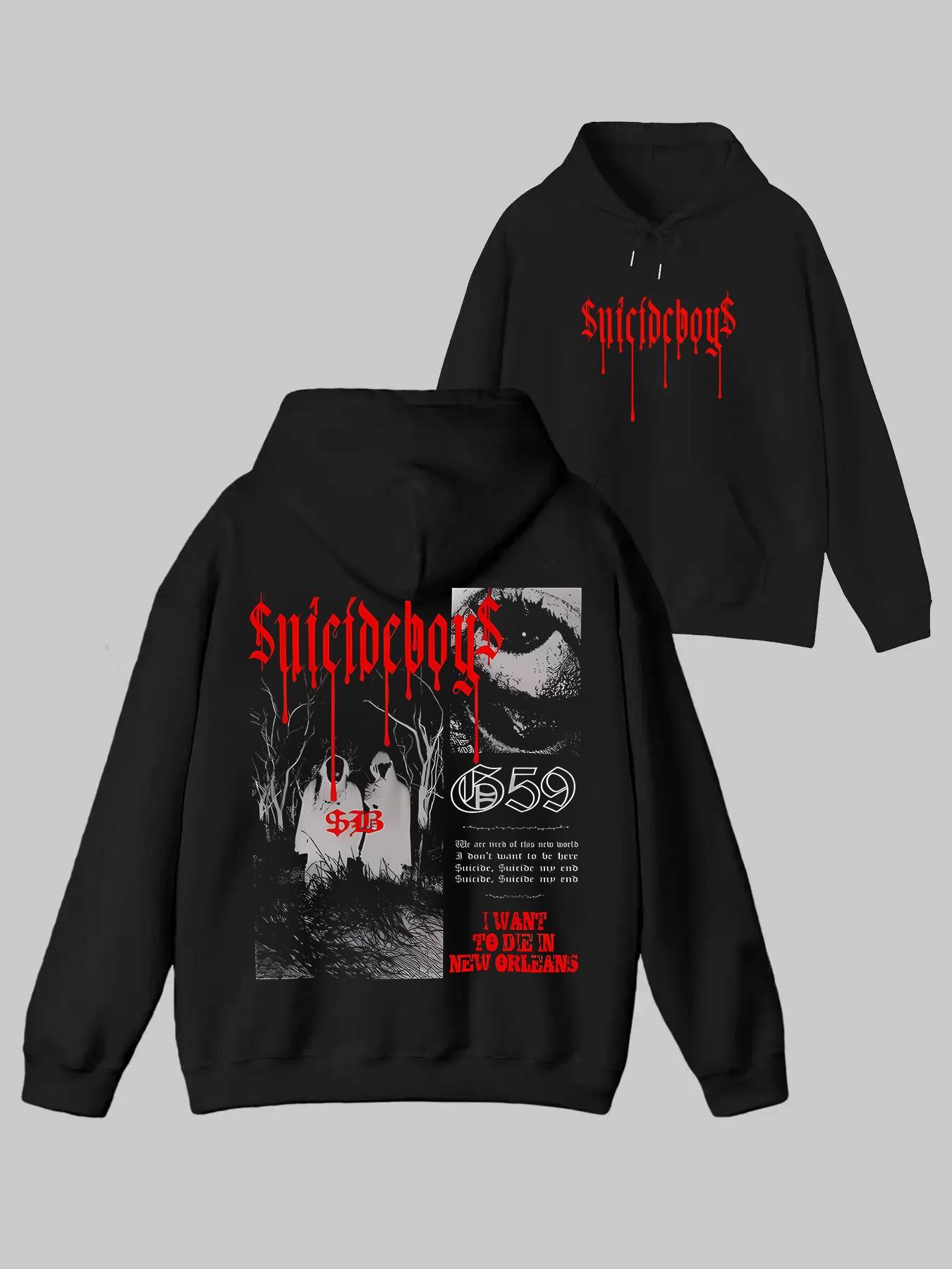 Suicideboys Dark Horror Punk Style Bloody Graphic Fitted Long 