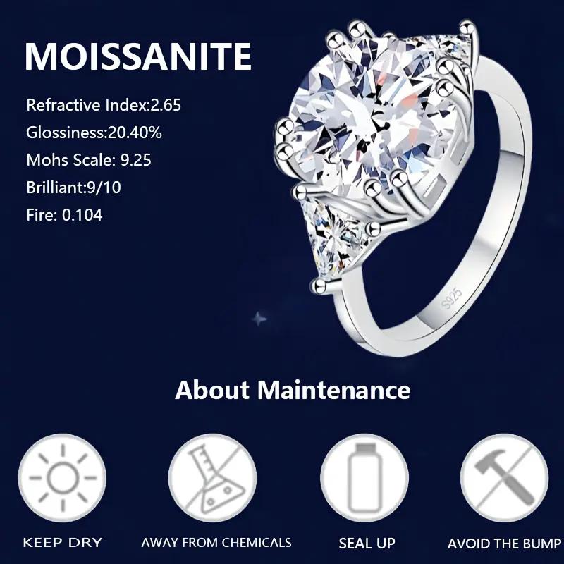 Brilliant moissanite ring, 925 sterling silver 5-carat moissanite ring, wedding proposal, engagement, Valentine's Day anniversary surprise, gorgeous creative personality retro style ring engagement rings wedding ring set smart ring western jewelry