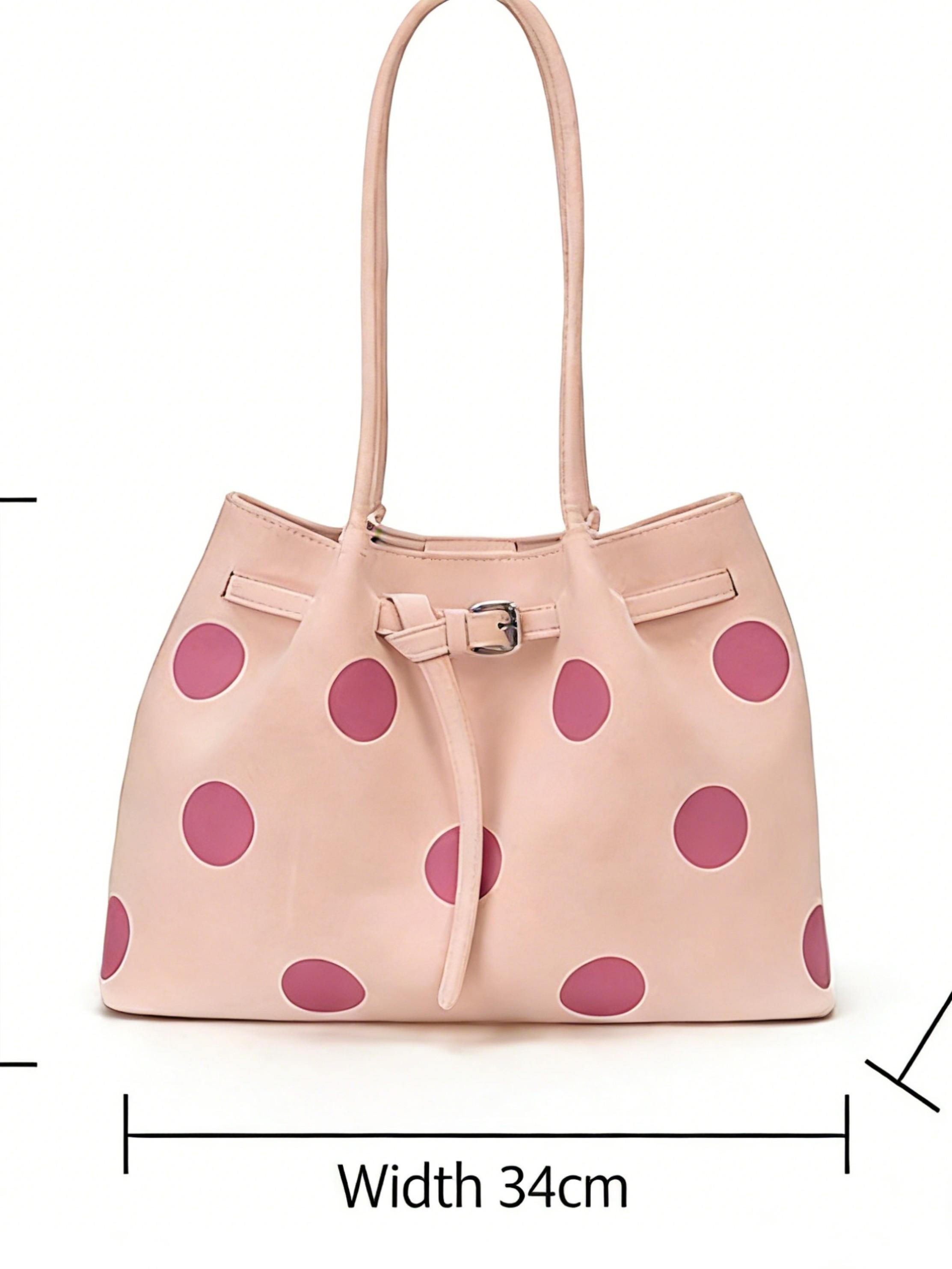 Large Capacity Women's 2026 New Fashion Polka Dot Bucket Bag, Stylish Shoulder Bag for Office Commute, Trendy and Casual Design