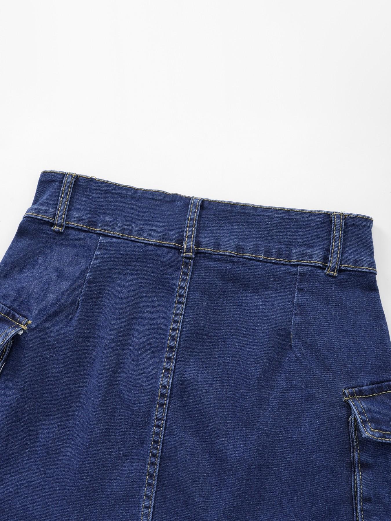 Women's Cargo Butt Lift Denim Ultra-Short Skirt, Dual Button Zip Closure, Practical Pocket Design, Soft Stretchy Fabric, Street Style