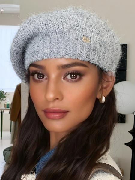 Women's Fitted Beret Hat, Plain Woven Fabric, Casual Style, All Season Wear, Perfect for Daily Use, Knit Hat