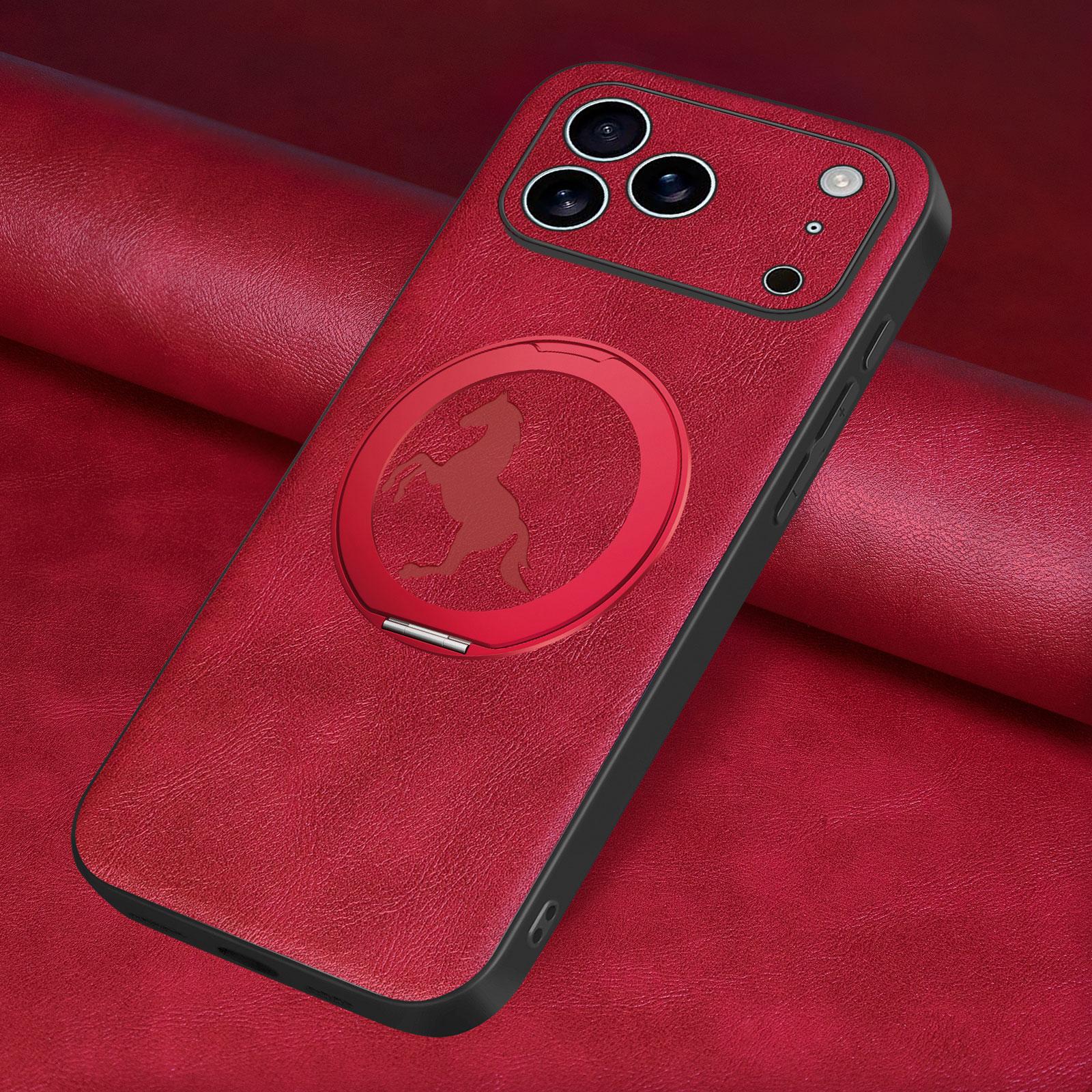 Prancing Horse, 360° Rotatable Kickstand PU Leather Phone Case ...