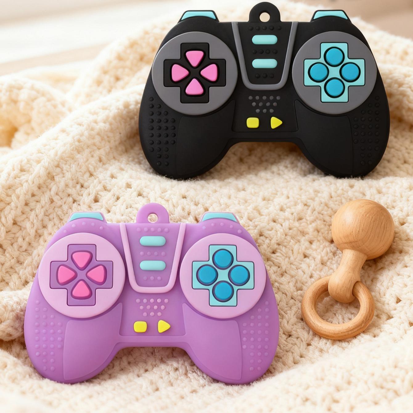 Silicone Teething Toys for Babies, 2-Pack Rubber Teethers, Baby Soothing Toy, Sensory Teether, Educational Chewable Toy for Infants 0-12 Months