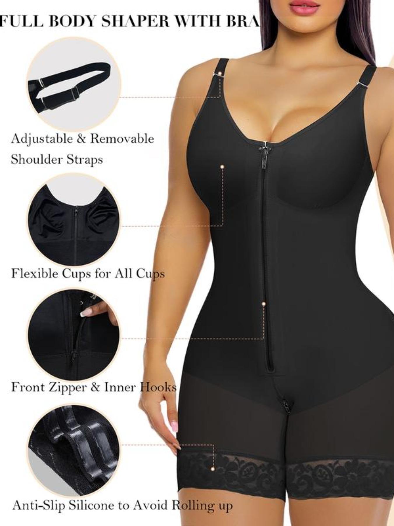 Women's Shapewear Dress, Waist Cinching Butt Lifting, Zipper Design, Detachable Straps, Adjustable Fit, Compression Sculpting, All Seasons