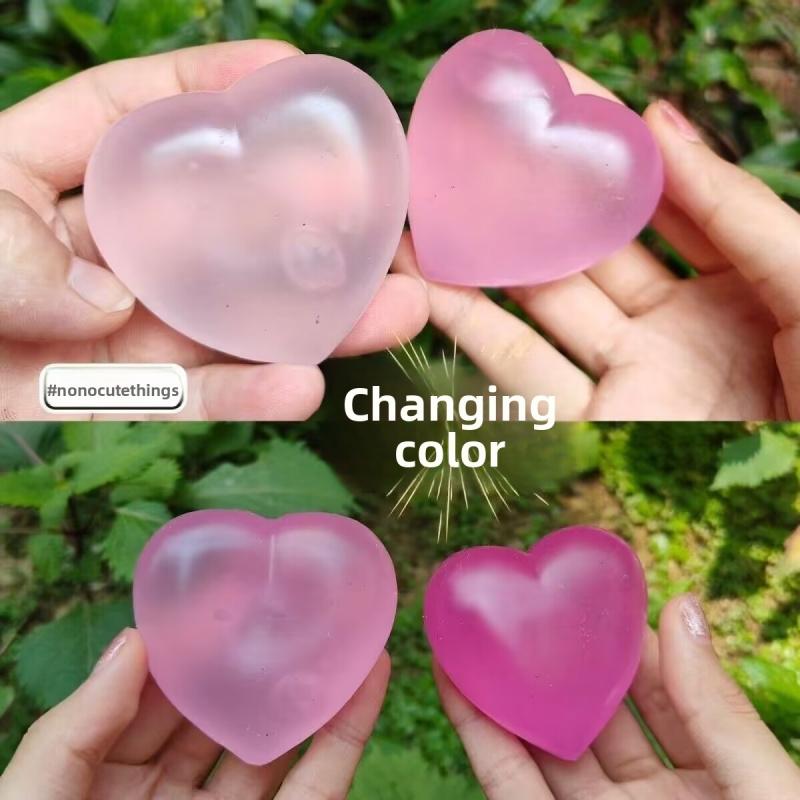 Heart Squishy Stress Relief Toy, Photochromic Maltose Squishy, Moldable Slow Rebound, Anxiety Relief Fidget Squeeze Toy
