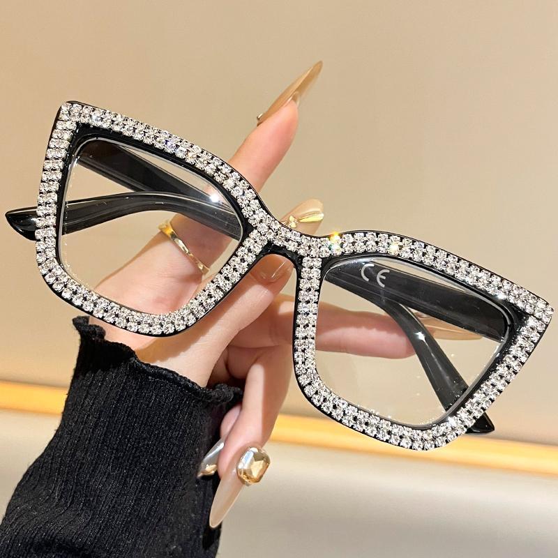 Cat Eye Reading Glasses for Women with Rhinestone Accents, Lightweight & Durable PC Frame, Blue Light Blocking Eyewear, Ideal Gift, High Quality Eyewear, Lightweight Durable Glasses, Daily, Readers