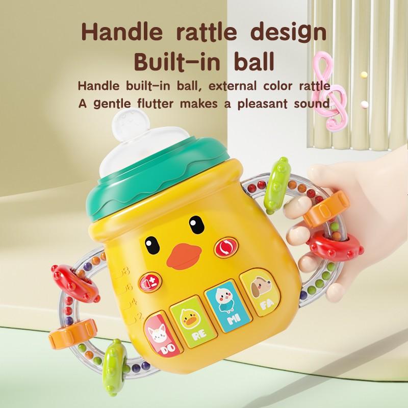 Baby Musical Toy, Cute Baby Bottle Learning Toy, Interactive Duck Shaped Light Up and Music Rattle Toy, Teething Musical Toys, Christmas Stocking Stuffers Gift