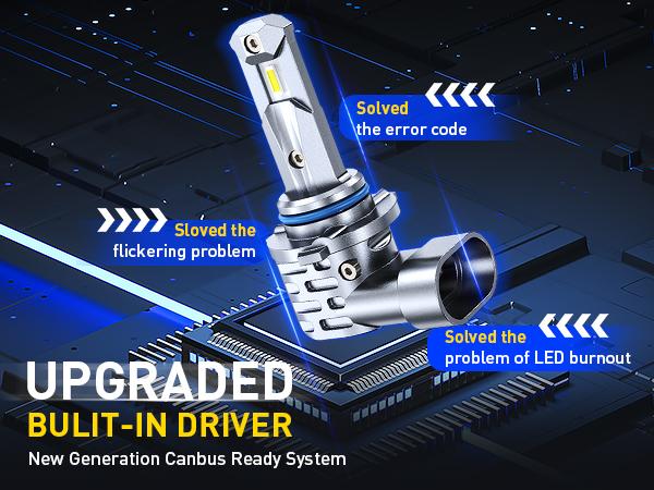 AUTOONE H11/H9/H8 9005/HB3 LED Bulbs Combo 6000K White, H11 9005 LED Lights Fog Lights Canbus, Fanless Mini Size Plug and Play, Pack of 4