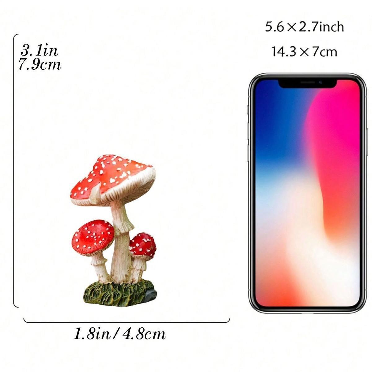 3-Piece Resin Mushroom Decoration for Desktop Gardens, Perfect for Micro Landscapes and Potted Plant Designs, Adds Fun Home Décor Charm
