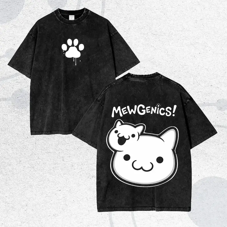 Unisex Wash T‑Shirt, Whimsical Cute Kitten Paw Graphic Crew Neck Tee, Trendy Streetwear Apparel for Pet‑themed Meetup, Date Night, City Commute, Match with Bucket Hat & Stacked Necklaces